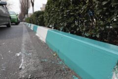 عملیات گسترده رنگ‌آمیزی معابر منطقه۸/ یکصد و ۴۵ هزار متر جداول معابر شاخص رنگ‌آمیزی شد