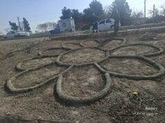 اجرای طرح نوآورانه فرش گل نوری در محور آزادگان منطقه ۱۹